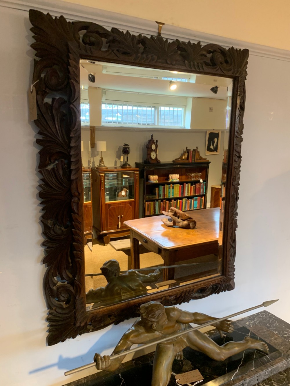 late 19th century oak framed mirror 34x44 inches