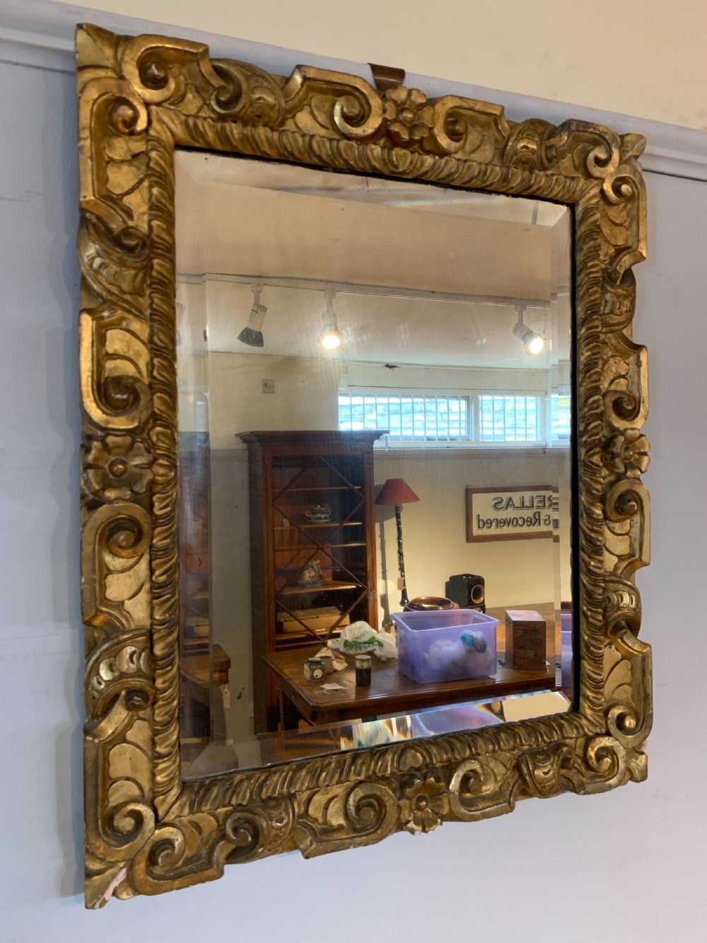 antique gilt wood mirror