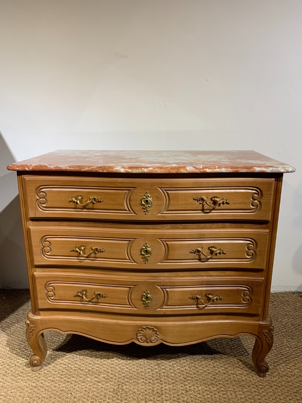 small marble topped cherry wood commode