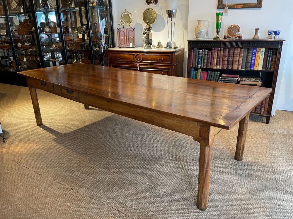 long and wide walnut farmhouse table