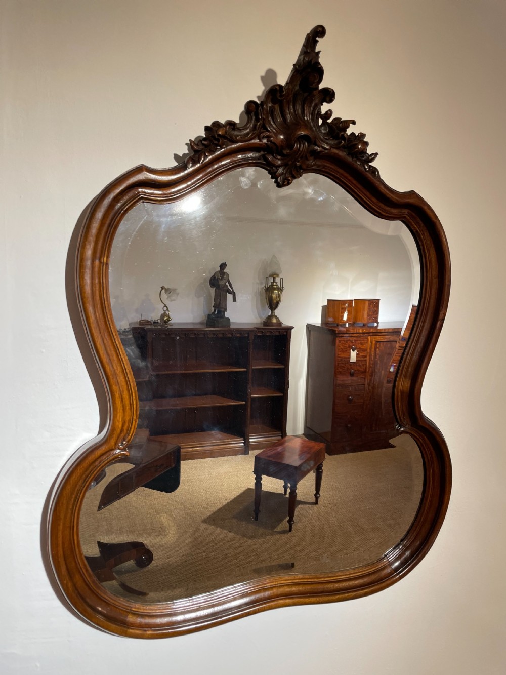 louis xv style walnut mirror