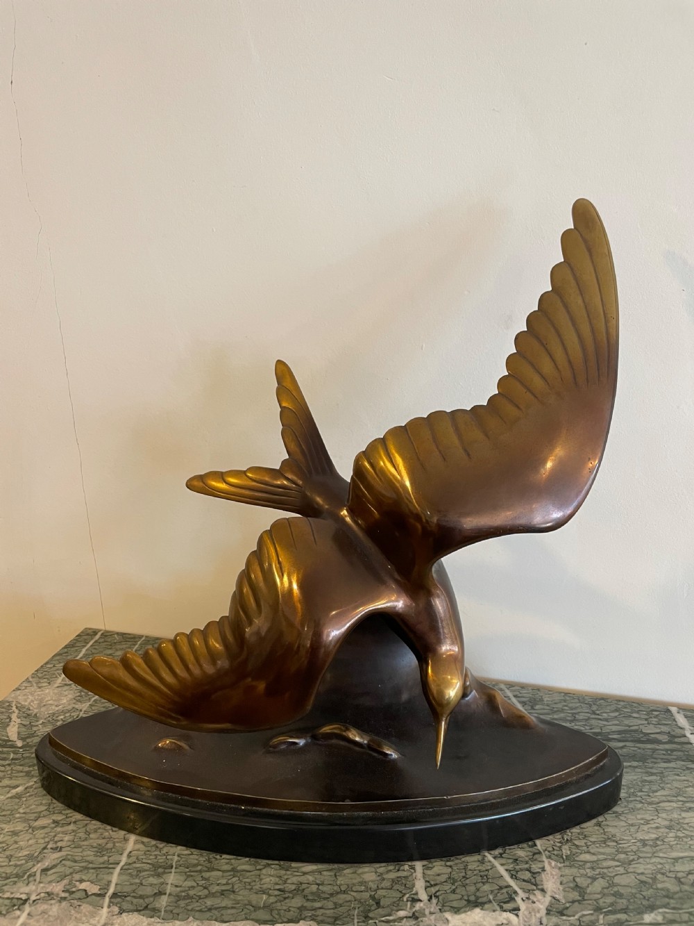 art deco bronze seabird by lorino