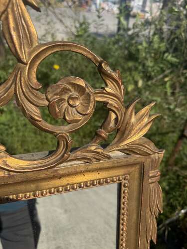 20TH CENTURY FRENCH LOUIS XVI STYLE CARVED WOODEN MIRROR